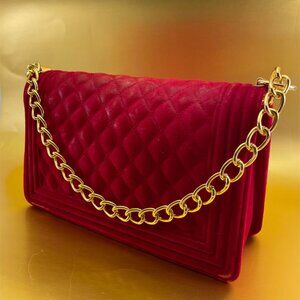 Red Quilted Jelly Shoulder Bag